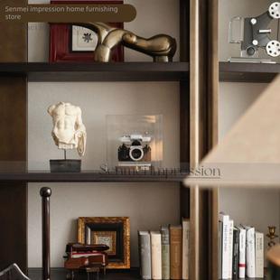 现代中古风书房书柜画框长鼻兽艺术创意摆件覆古相机样板间装饰品