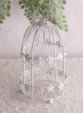 zakka杂货风悬挂鸟笼摆件法式家居花园装饰铁艺婚礼烛台拍照道具