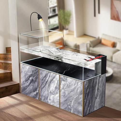 龟鱼一体混养水陆缸生态鱼缸大型水族箱底滤溪流缸两栖乌龟饲养缸