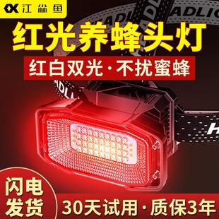 红光养蜂专用头灯查蜂灯座戴式强光手电筒双光源充电泛光续航照明