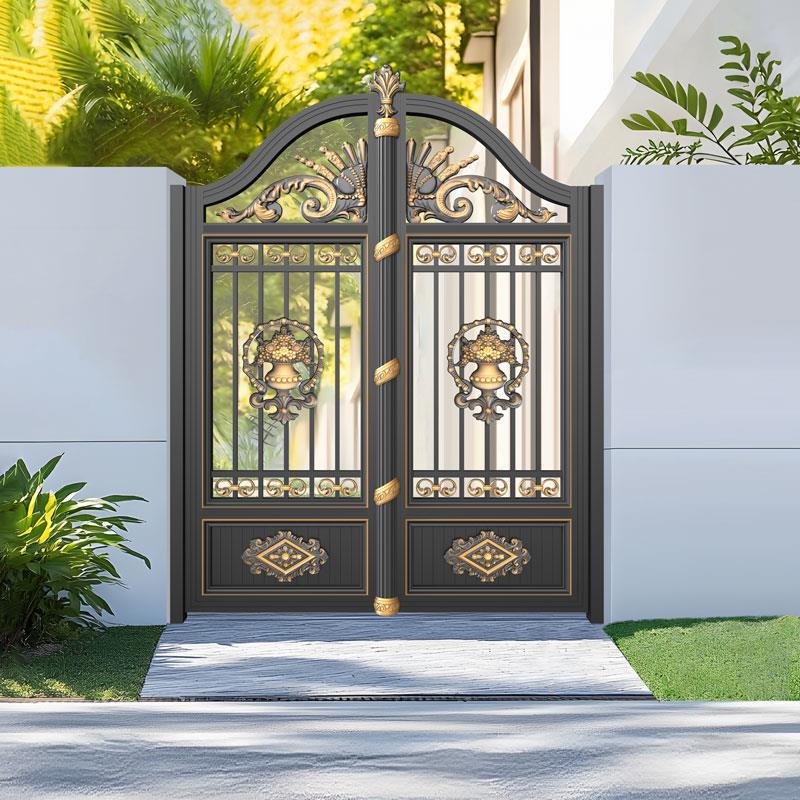 铝合金庭院大门别墅花园入户门户外铝艺高端中式双开大门小院子门