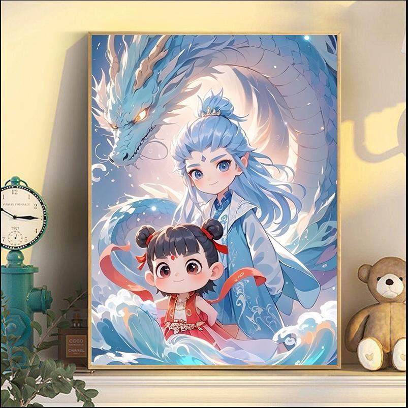 哪吒2025新款钻石画满钻手工贴钻十字绣儿童男孩卧室魔童闹海敖丙,居家布艺,钻石绣,淘宝优惠券,粉丝福利购,淘宝优惠卷