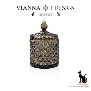 VIANNA 绿璃·JD北欧风玻璃首饰收纳罐带盖化妆棉收纳棉签储物罐