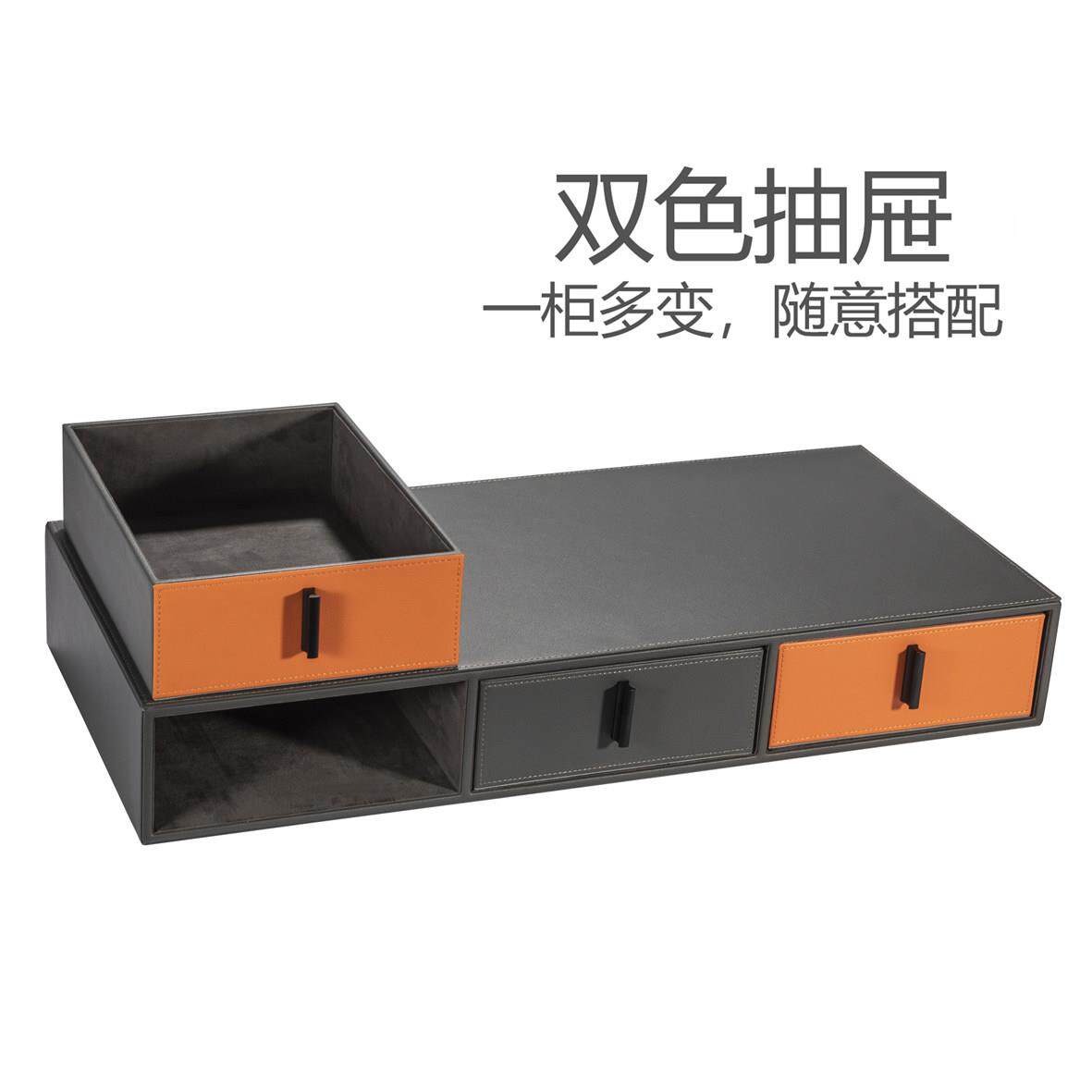 现代高档皮革衣帽间衣柜饰品分类收纳盒多功能抽屉式精致款首饰盒