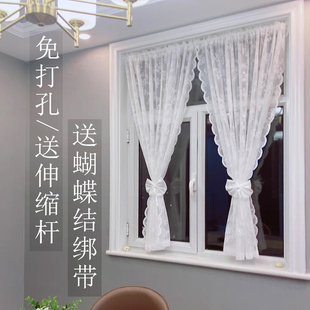 波浪边蕾丝窗帘纱帘厨房纱y帘半帘短帘田园门帘网红ins隔断 韩式