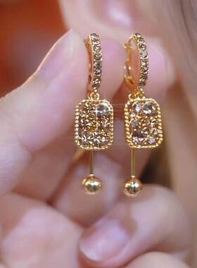 2026爆款紫色香槟色耳饰新款轻奢高级感独特漂亮耳钉耳环耳坠耳扣