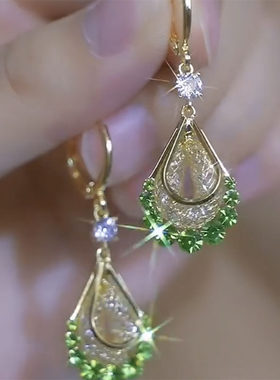 高级感漂亮2026新款爆款紫色香槟色独特轻奢耳钉耳环耳饰耳坠耳扣