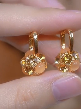 2026爆款漂亮紫色香槟色耳饰新款轻奢独特高级感耳钉耳环耳坠耳扣