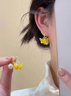 独特漂亮耳坠复古耳环爆款耳饰2026时尚饰品黄色配饰新款小巧耳钉