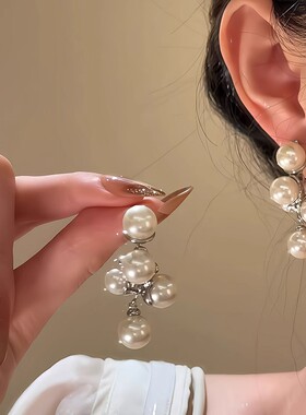 法式复古银针珍珠耳环轻奢高级感耳钉简约时尚个性气质百搭耳饰女