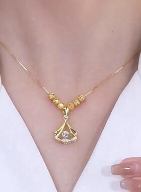 灵动银杏叶项链女新款轻奢小众设计吊坠高质感气质锁骨链配饰