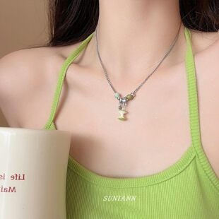 青苹果乐园~夏日小清新吊坠项链女小众可爱童趣锁骨链甜美毛衣链