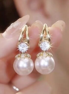 漂亮独特2026新款爆款紫色香槟色轻奢高级感耳钉耳环耳饰耳坠耳扣