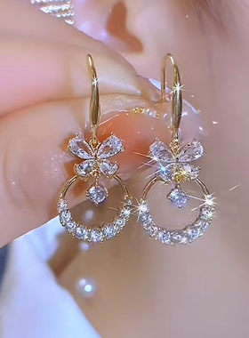 香槟色紫色2026新款爆款独特轻奢高级感漂亮耳钉耳环耳饰耳坠耳扣