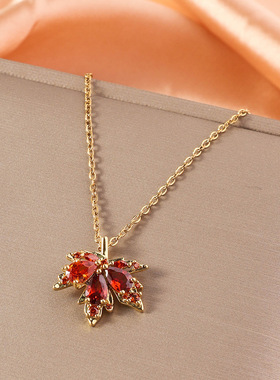 新款电镀18k玫瑰金钛钢项链女网红简约四叶草锁骨链时尚百搭饰品