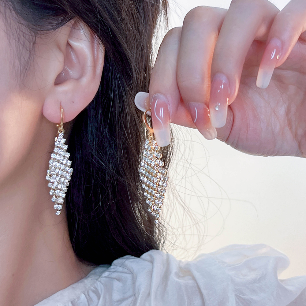 s925银针满钻菱形耳环