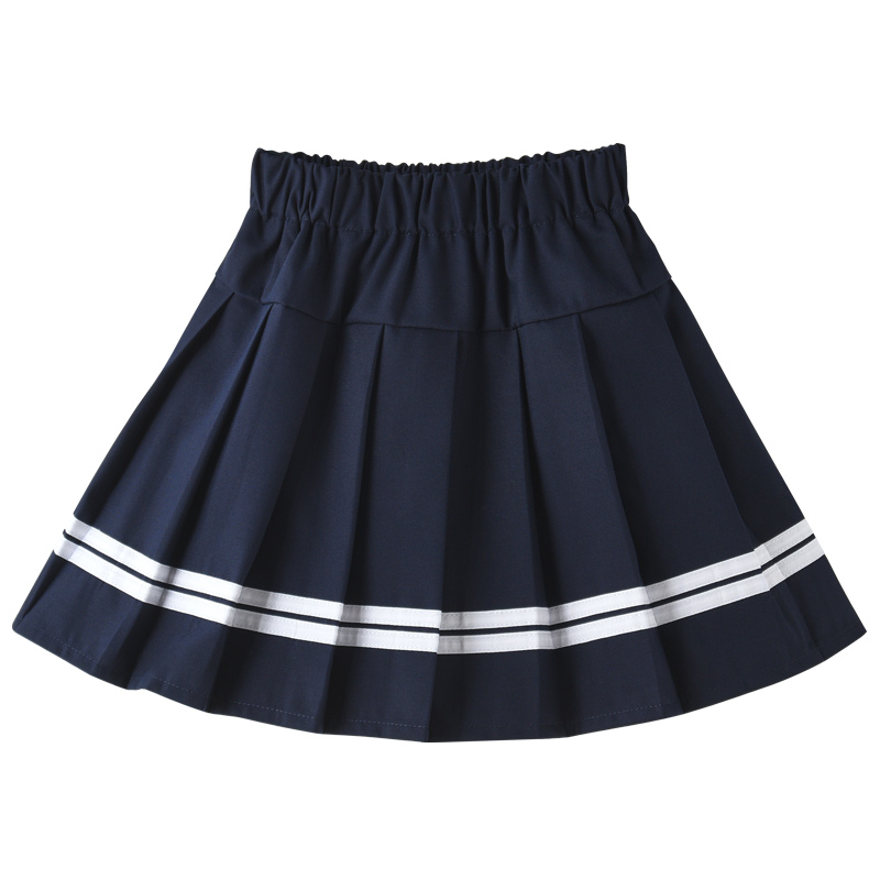 女童校服裙儿童百褶m裙半身裙夏季大童小学生学院风裙子藏蓝色短