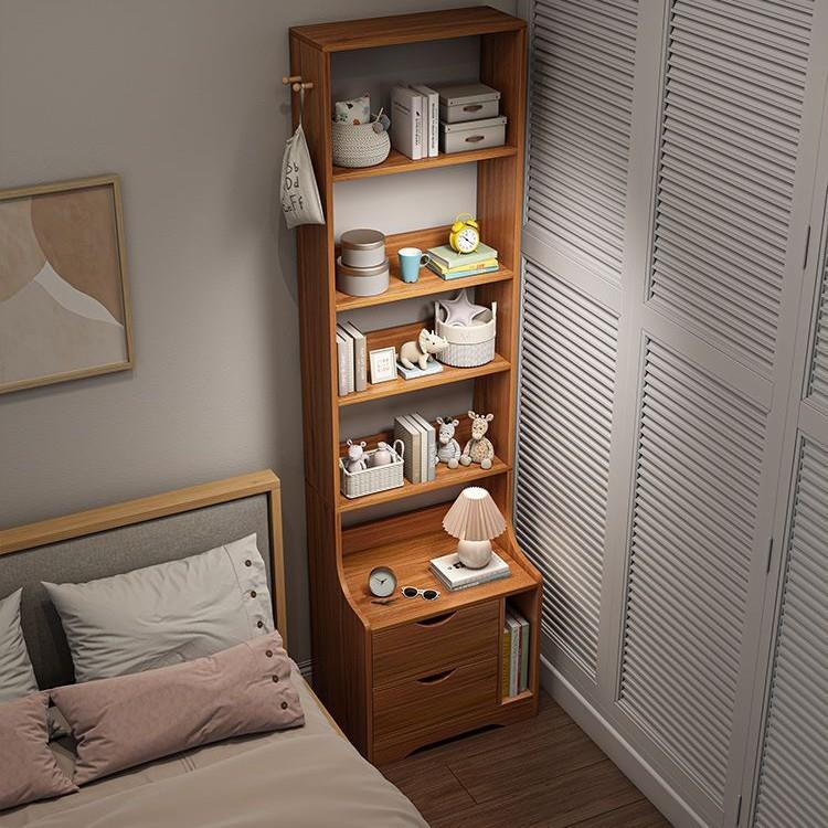 简易置物架床头柜简约现代卧室加高多功能床边柜子书架一体小储物