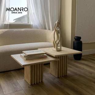 弄舍 北欧创意侘寂风洞石茶几大理石客厅家用小户型茶台轻奢表情