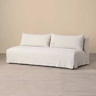 日式侘寂风棉麻布艺沙发客厅可拆洗无扶手沙发奶油风直排民宿沙发