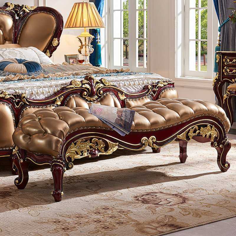 欧式床尾凳红檀卧室奢华真皮床尾榻床前换鞋凳椅实木雕花沙发脚踏,农机/农具/农膜,其它农用工具,淘宝优惠券,粉丝福利购,淘宝优惠卷