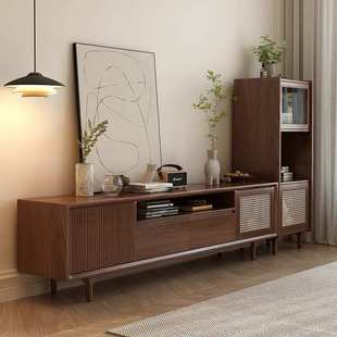 2025新款中古风全实木客厅卧室电视柜小户型家用收纳柜储物柜一体