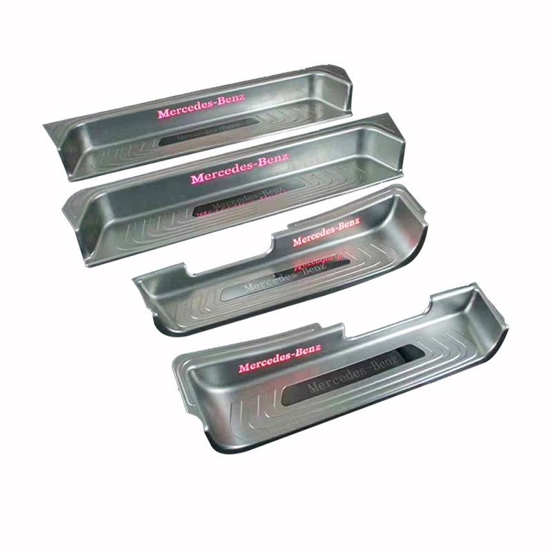 适用于奔弛新威霆门槛条改装V250V260不锈钢带灯迎宾踏板全包护板