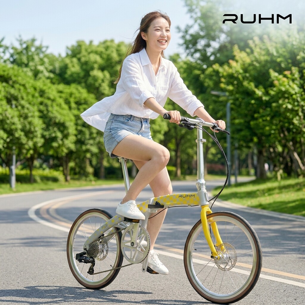 Ruhm双折叠自行车20寸户外通勤车PU20超轻便携铝合金12速变速单车