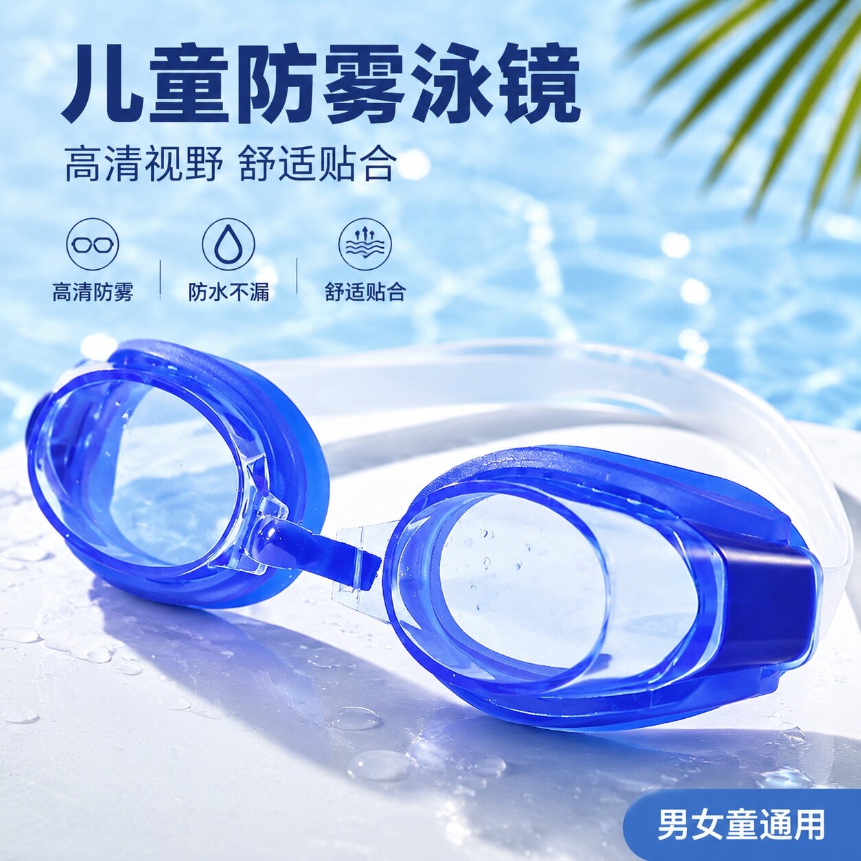 儿童泳镜男童女童防水防雾泳镜