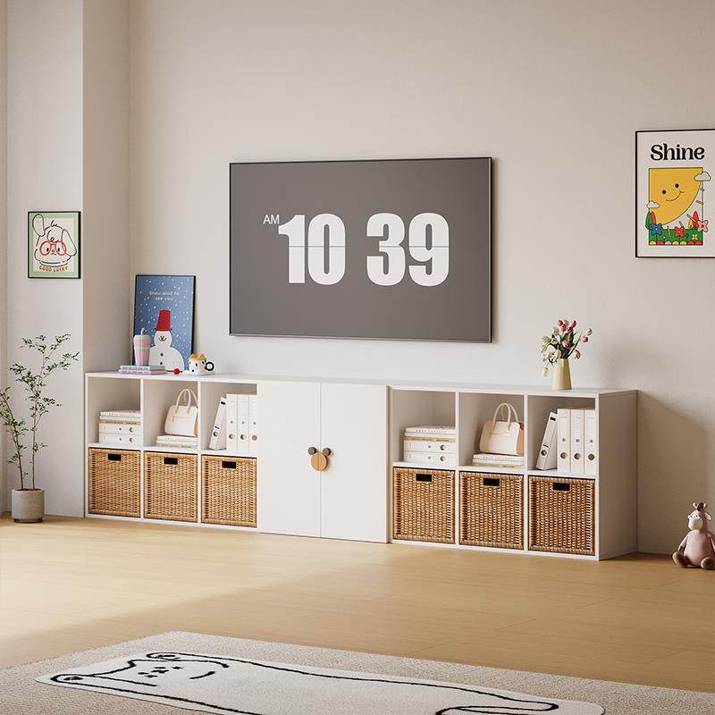 木造一物35cm加深实木格子柜组合书柜书架电视柜储物柜收纳柜落地