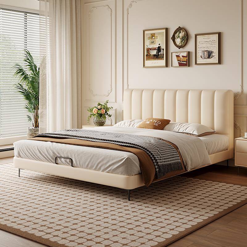 真皮床 现代简约北欧实木主次卧婚床1.5米高箱收纳床1.8m双人床