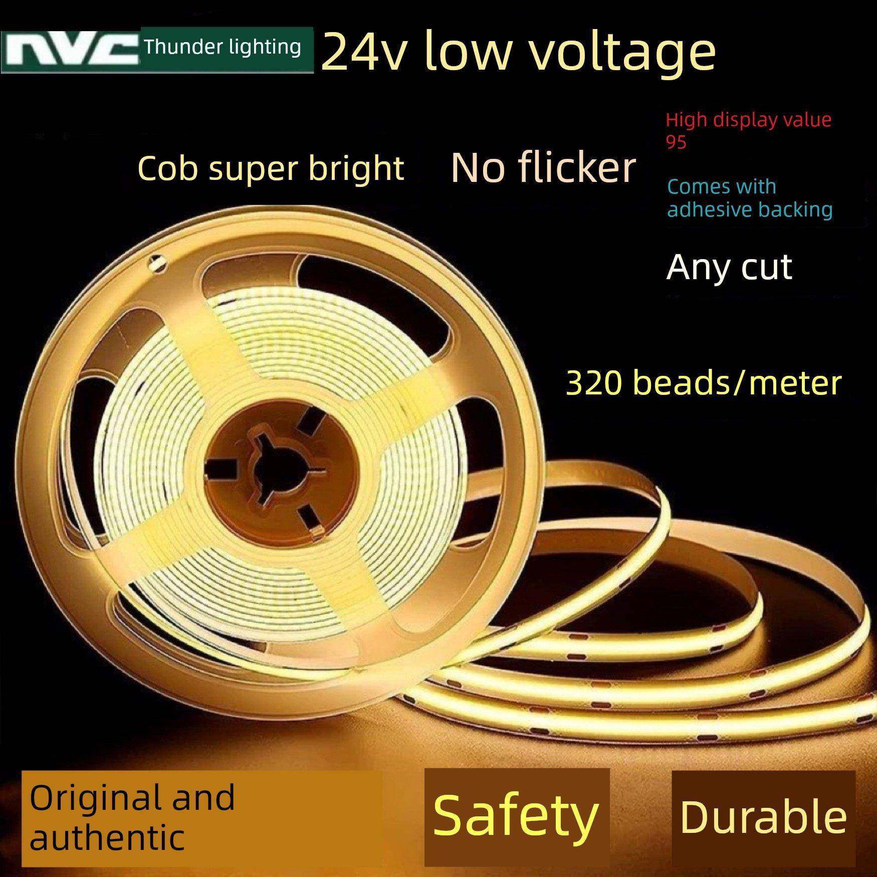 Nvc Cob灯条低压24V贴片柔性自粘软灯条天花板无闪烁嵌入式线性灯,家装灯饰光源,室外LED灯带,淘宝优惠券,粉丝福利购,淘宝优惠卷