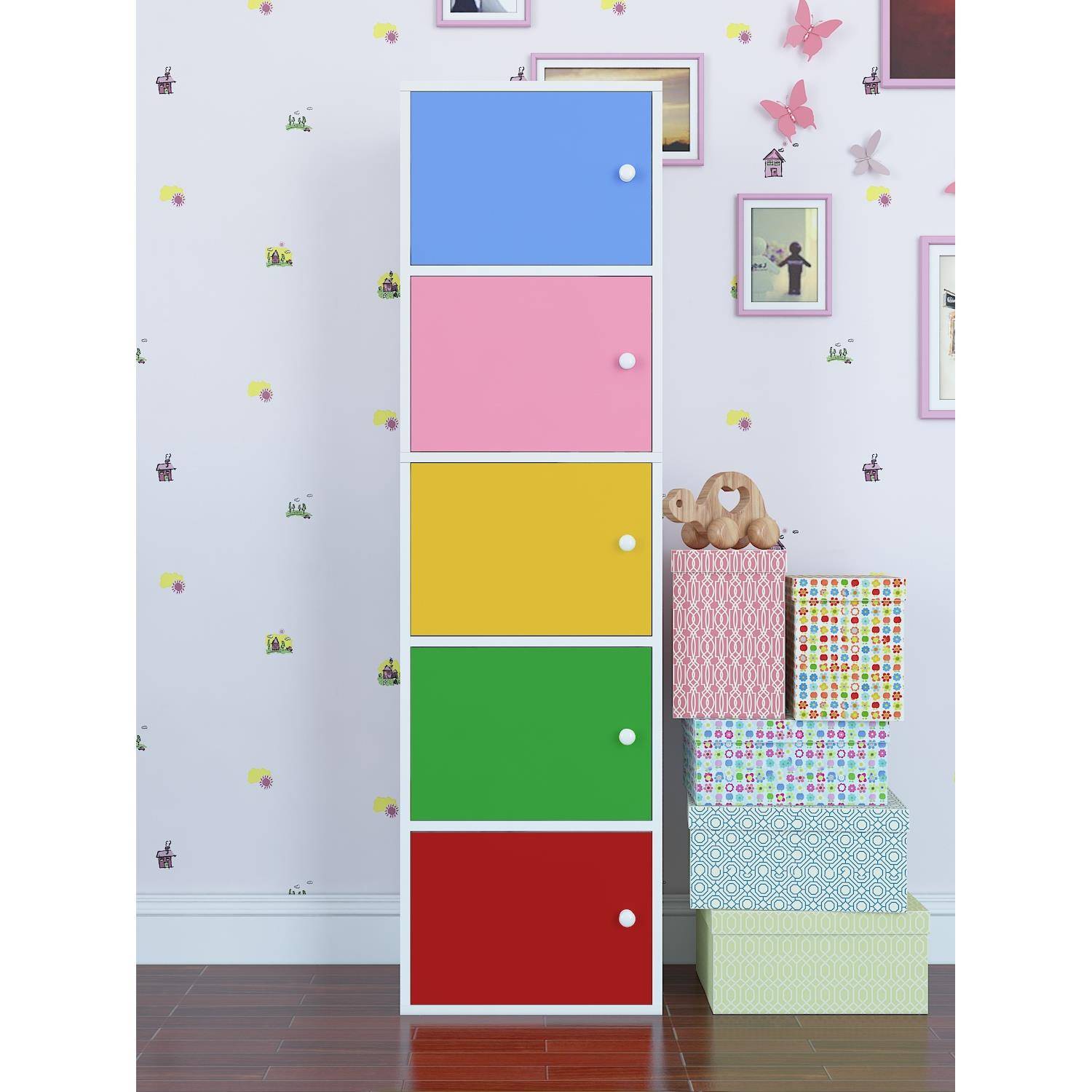 包邮自由组合加厚儿童书柜学校幼儿园学生彩色带门储物收纳小柜子