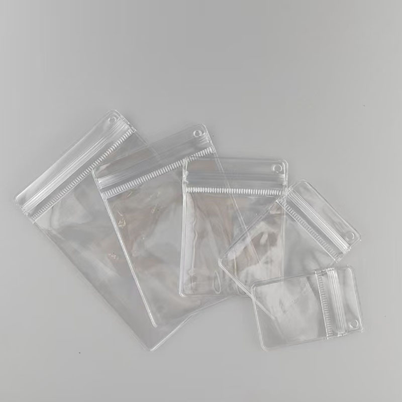 侧孔袋pvc打孔首饰自封袋带孔可悬挂偏孔袋捏捏亚克力摇摇乐收纳