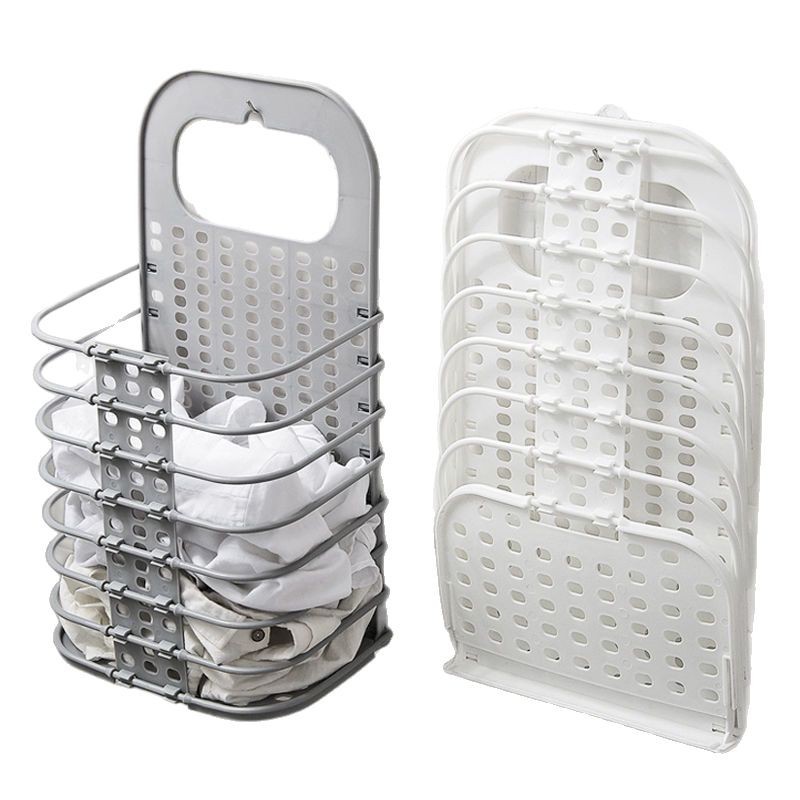 新款脏衣篓壁挂式脏衣服收纳篮壁挂折叠脏衣篮卫生间放换洗脏衣蓝