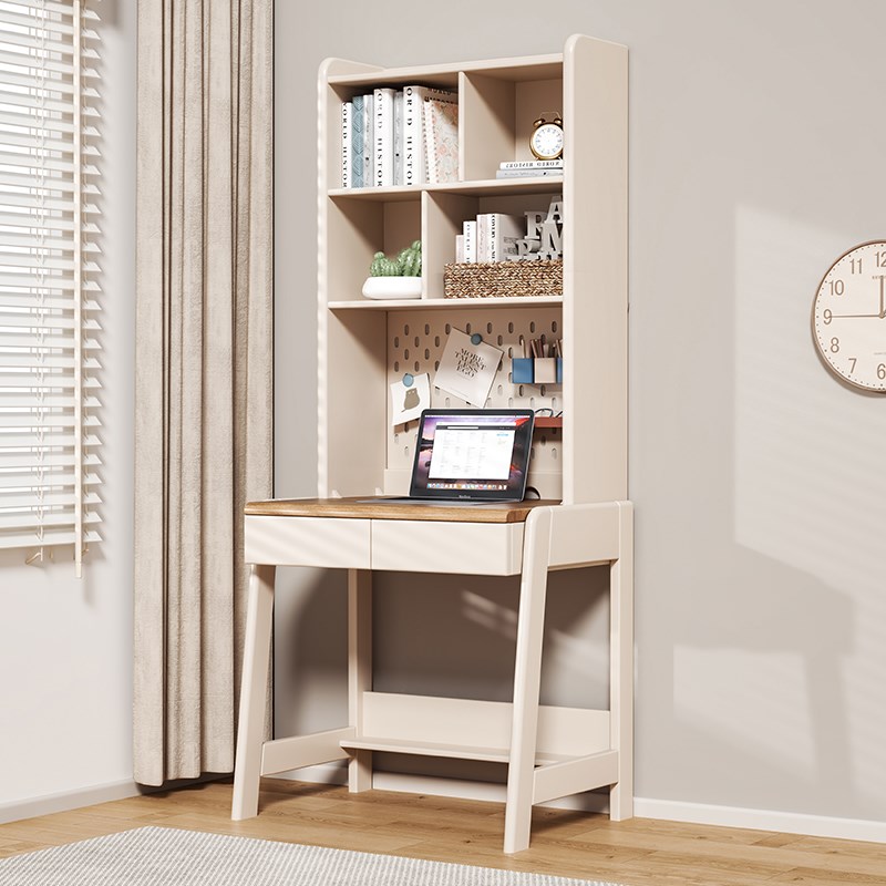 全实木书桌书架一体组合多功能儿童写字桌鹅掌楸办公桌学生学习桌