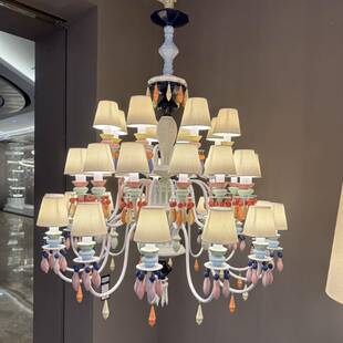 约法式复古陶瓷吊灯客厅个性服装简风61261店卧别室田园蓝色墅高