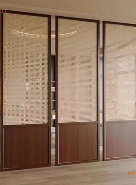 商用藤编隔屏风中式用家酒店阻隔遮新挡装饰客厅遮挡双86467面屏