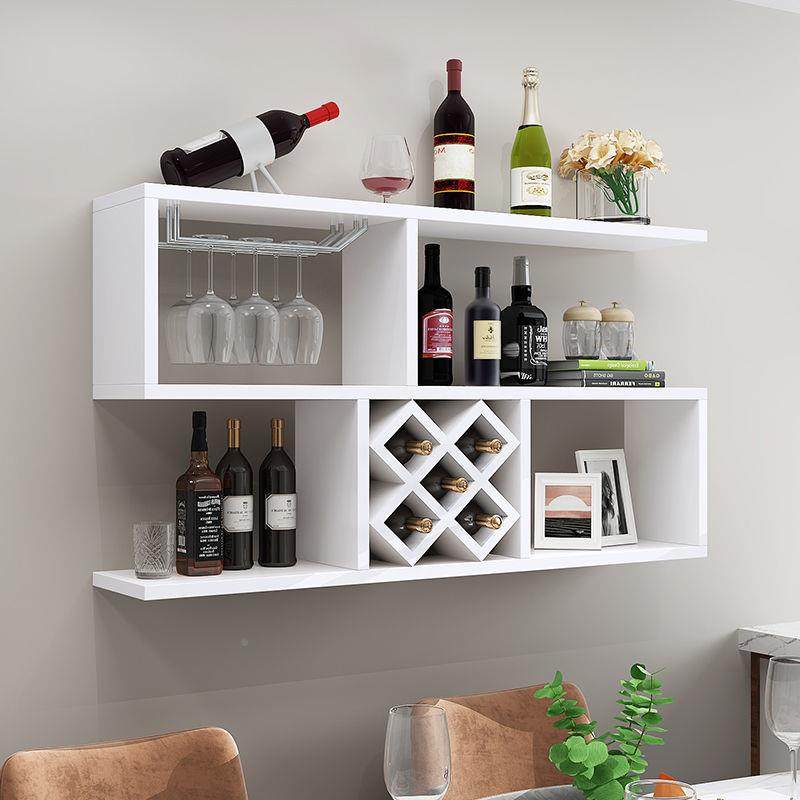 现代简约挂直角柜酒架QZZ墙上物架置菱形酒酒格餐厅壁挂壁挂式红