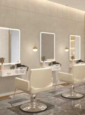 网子红美店发理发正椭圆方形镜子烫染台带灯工具柜套装工镜厂OOW