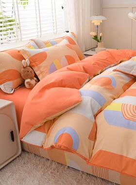 205款加厚新全棉活性磨毛四件套纯55555555棉单床双人上用品可裸