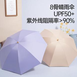 伞伞胶晴彩雨 轻奢竹手柄阿波罗三折8骨三折太阳易开收复古日遮式