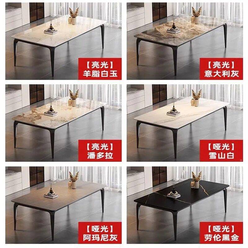 意轻岩板餐桌椅组家用小户合型现代简约大式理石长方AL-76019形吃