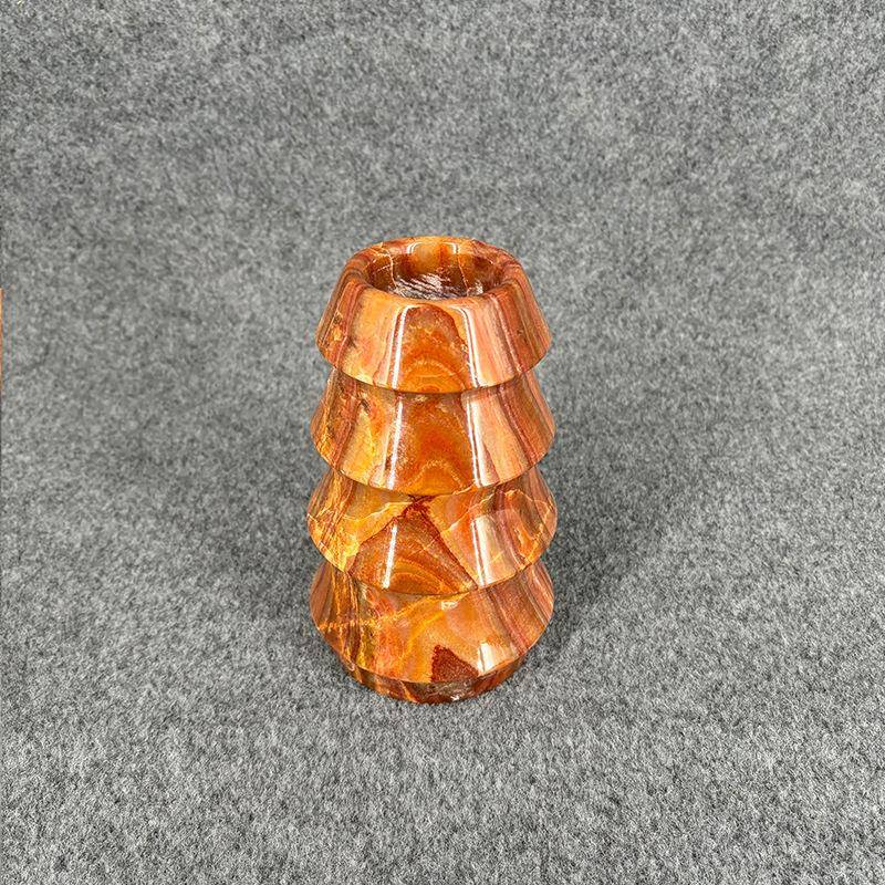 品大石蜡烛台玄关摆件软复古别墅酒店中式装大理石蜡饰摆设大理石