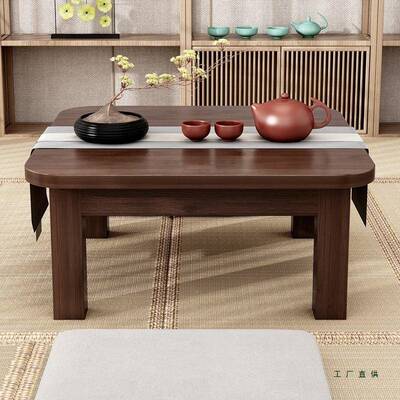 炕桌实木方楠桌竹榻榻米茶几正小方炕形上吃饭桌学习矮88006桌子