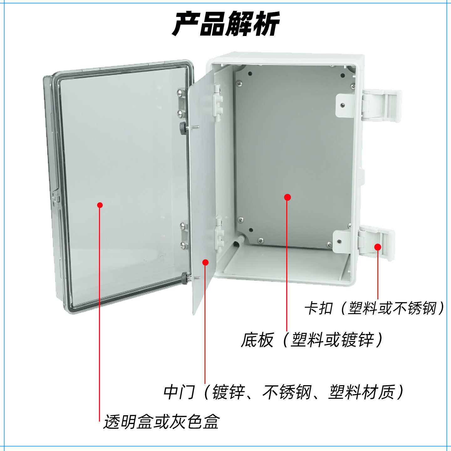 户外防水透明塑料双门配电箱