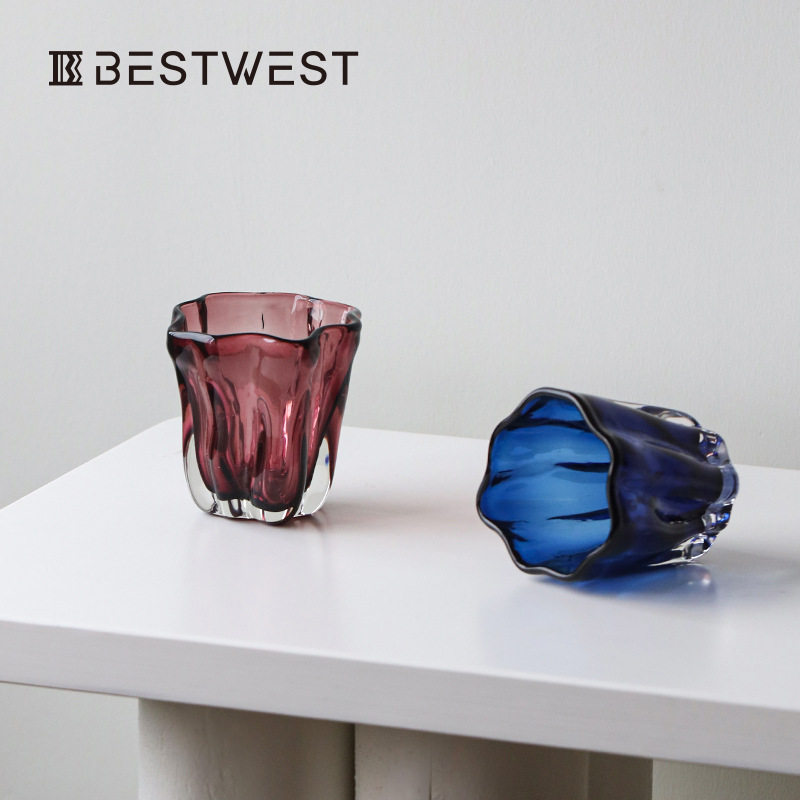 Bestwest手工不规则玻璃花瓶