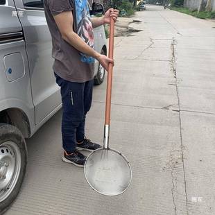 超长笊用篱不锈钢长木柄大炸漏勺加厚网柄漏71861油捞网商大号过