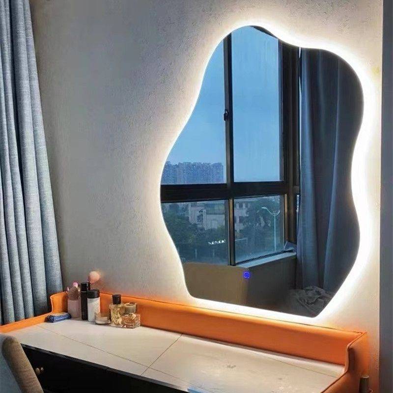 智能led化妆镜壁挂卧室梳妆台异形镜子挂墙不规则带灯发光梳妆镜