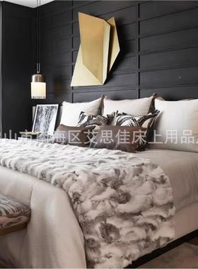 现代极简件轻奢样高板房床软装家具展厅摆品场档床品多20231012套